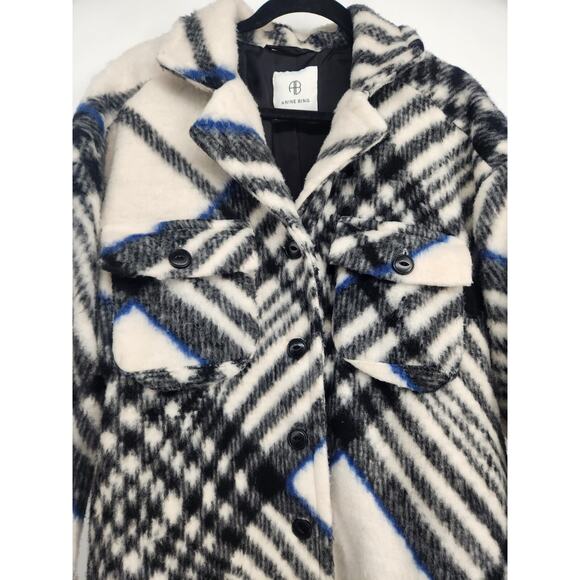 ANINE BING Oakley oversized checked brushed Shirt Jacket size S #2H421 - Picture 6 of 15